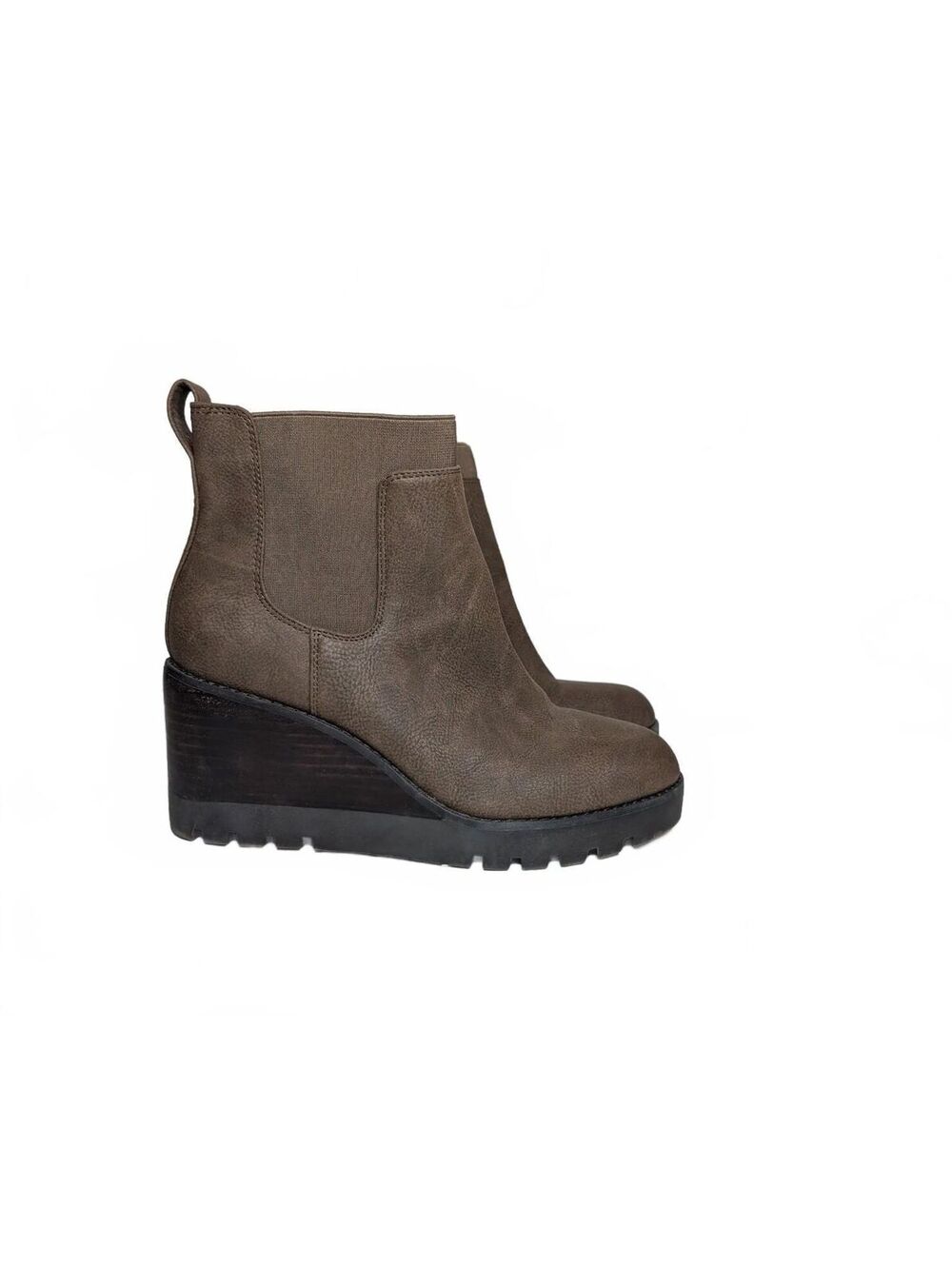 Franco Sarto Crown Vintage "Marleen" Wedge Chelsea Booties Taupe Brown 7